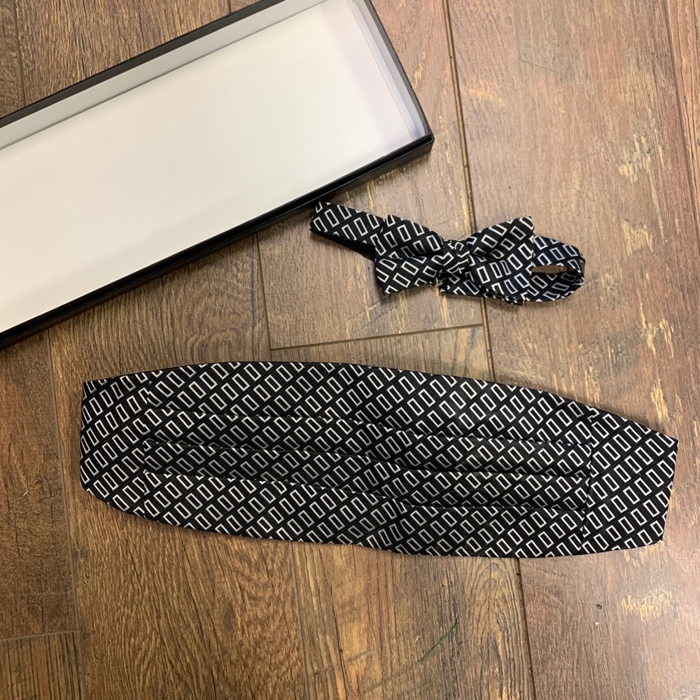 After Six Black & Tan Printed Cummerbund, Bow Tie